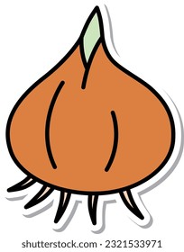 Sticker style vegetable single item icon onion