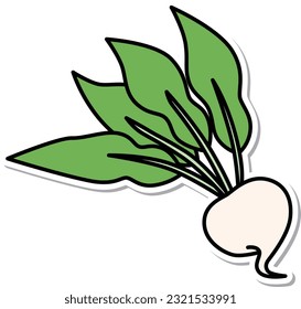 Sticker style vegetable single item icon Turnip