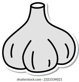 Sticker style vegetable single item icon Garlic