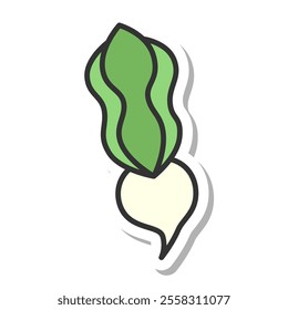 Sticker style vegetable single item icon turnip