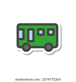 Sticker style vehicle related single item icon bus