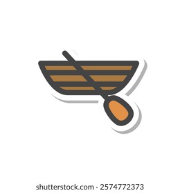 Sticker style vehicle related single item icon rowing boat