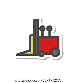 Sticker style vehicle related single item icon forklift