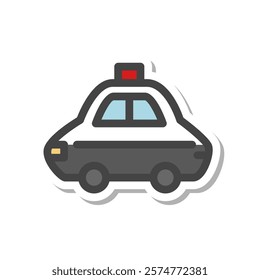 Sticker style vehicle related single item icon police car