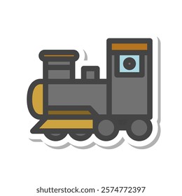 Sticker style vehicle related single item icon locomotive