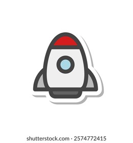 Sticker style vehicle related single item icon space rocket