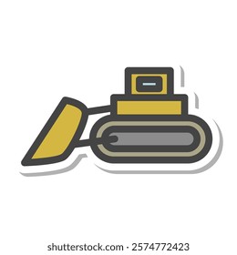 Sticker style vehicle related single item icon bulldozer