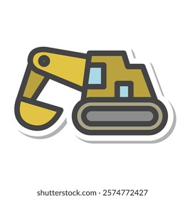 Sticker style vehicle related single item icon excavator car