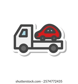 Sticker style vehicle related single item icon Tow truck