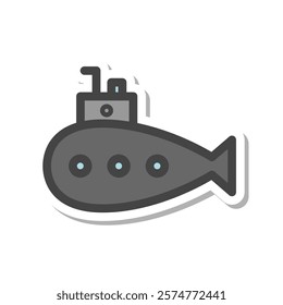 Sticker style vehicle related single item icon submarine