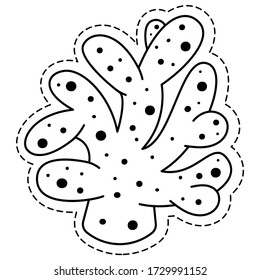 Sticker stylized coral. Vector illustration in cartoon style, children's style, isolated on a white background, for use as a design element, as a sticker, printing.