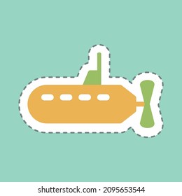 Sticker Submarine - Line Cut - Simple illustration,Editable stroke,Design template vector, Good for prints, posters, advertisements, announcements, info graphics, etc.