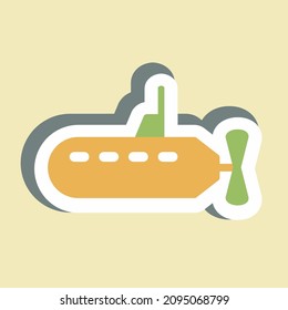 Sticker Submarine - Simple illustration,Editable stroke,Design template vector, Good for prints, posters, advertisements, announcements, info graphics, etc.