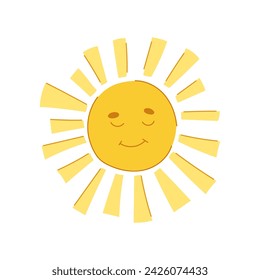 sticker sun character cartoon. face vintage, fun, happy emoji sticker sun character sign. isolated symbol vector illustration