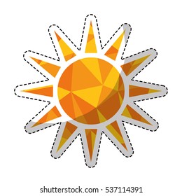 sticker of sun shape icon over white background. abstract and colorful design. vector illustration