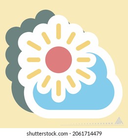 Sticker Sunny Day - Simple illustration, Editable stroke, Design template vector, Good for prints, posters, advertisements, announcements, info graphics, etc.