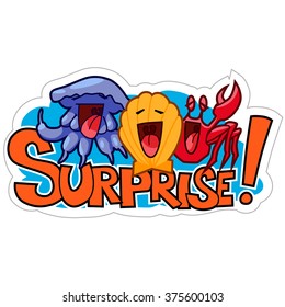 Sticker - Surprise. Vector illustration