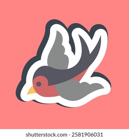 Sticker swallow. Traditional tattoo elements.