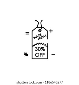 sticker tag 30% black Friday icon. Element of black friday icon for mobile concept and web apps. Thin line sticker tag 30% black Friday icon can be used for web and mobile