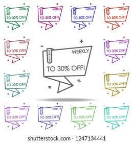 sticker tag 30 icon. Elements of discount tag in multi color style icons. Simple icon for websites, web design, mobile app, info graphics