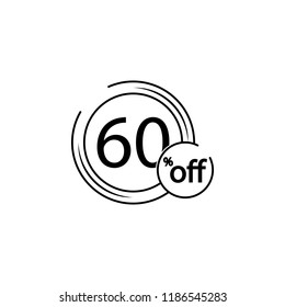 sticker tag 60% icon. Element of black friday icon for mobile concept and web apps. Thin line sticker tag 60% icon can be used for web and mobile