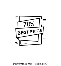 sticker tag 70% icon. Element of black friday icon for mobile concept and web apps. Thin line sticker tag 70% icon can be used for web and mobile