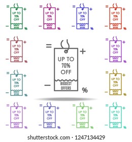 sticker tag 70 icon. Elements of discount tag in multi color style icons. Simple icon for websites, web design, mobile app, info graphics