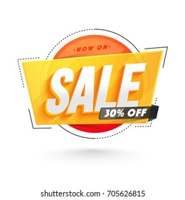 Sticker, tag or label design with 3D text Sale.