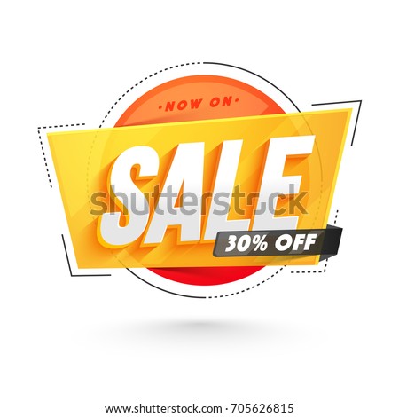 Sticker, tag or label design with 3D text Sale.