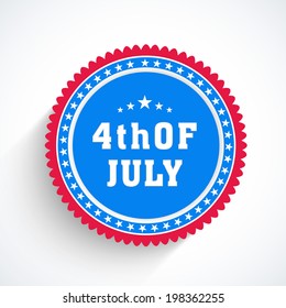 Sticker, tag or label design for 4th of July, American Independence Day celebrations. 