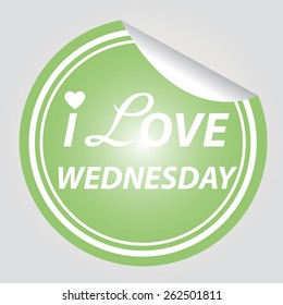 Sticker and tag I love Wednesday.vector illustration