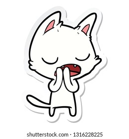 Aufkleber eines sprechenden Katzenkartoons