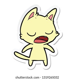 pegatina de una caricatura de un gato parlante