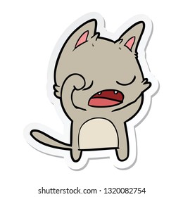 sticker of a talking cat cartoon