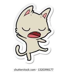 sticker of a talking cat cartoon