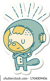 sticker of a tattoo style animal in astronaut suit