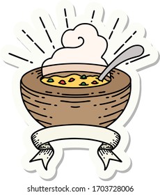 sticker of a tattoo style bowl of soup