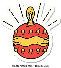 sticker of a tattoo style christmas ornament