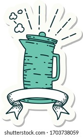 sticker of a tattoo style coffee jug