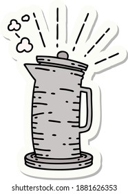 sticker of a tattoo style coffee jug