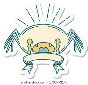 pegatina de araña llorando estilo tatuaje
