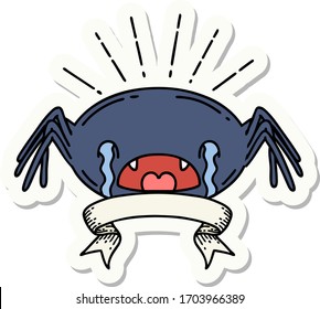 sticker of a tattoo style crying spider