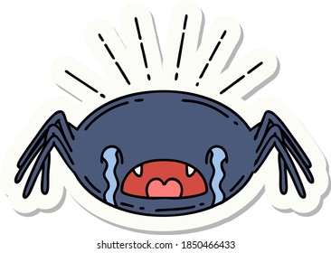 sticker of a tattoo style crying spider