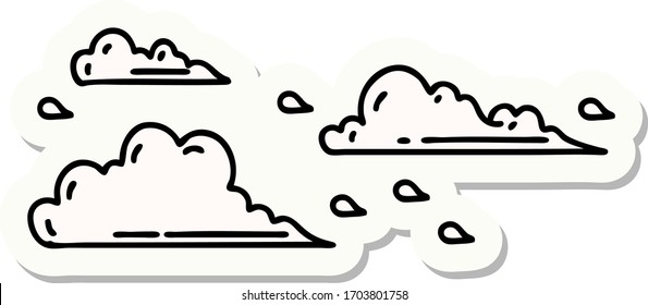 sticker of a tattoo style floating clouds