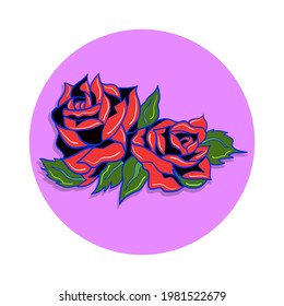 Sticker of tattoo style flowers