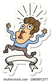 sticker of a tattoo style frightened man
