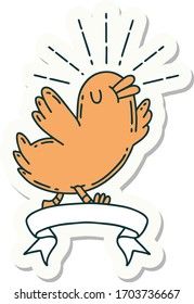 sticker of a tattoo style happy bird