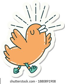sticker of a tattoo style happy bird