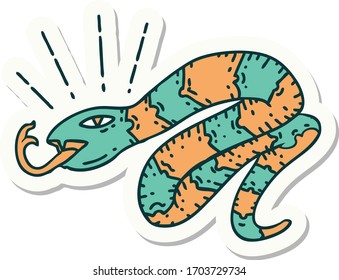 sticker of a tattoo style hissing snake