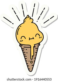 sticker of a tattoo style ice cream character